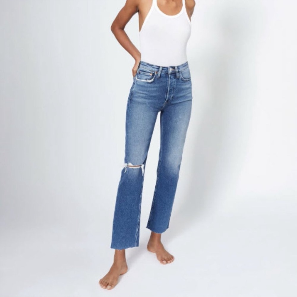 Re/Done Jeans 70s Ultra High Rise Stove Pipe Jeans Size 25 - Picture 14 of 14